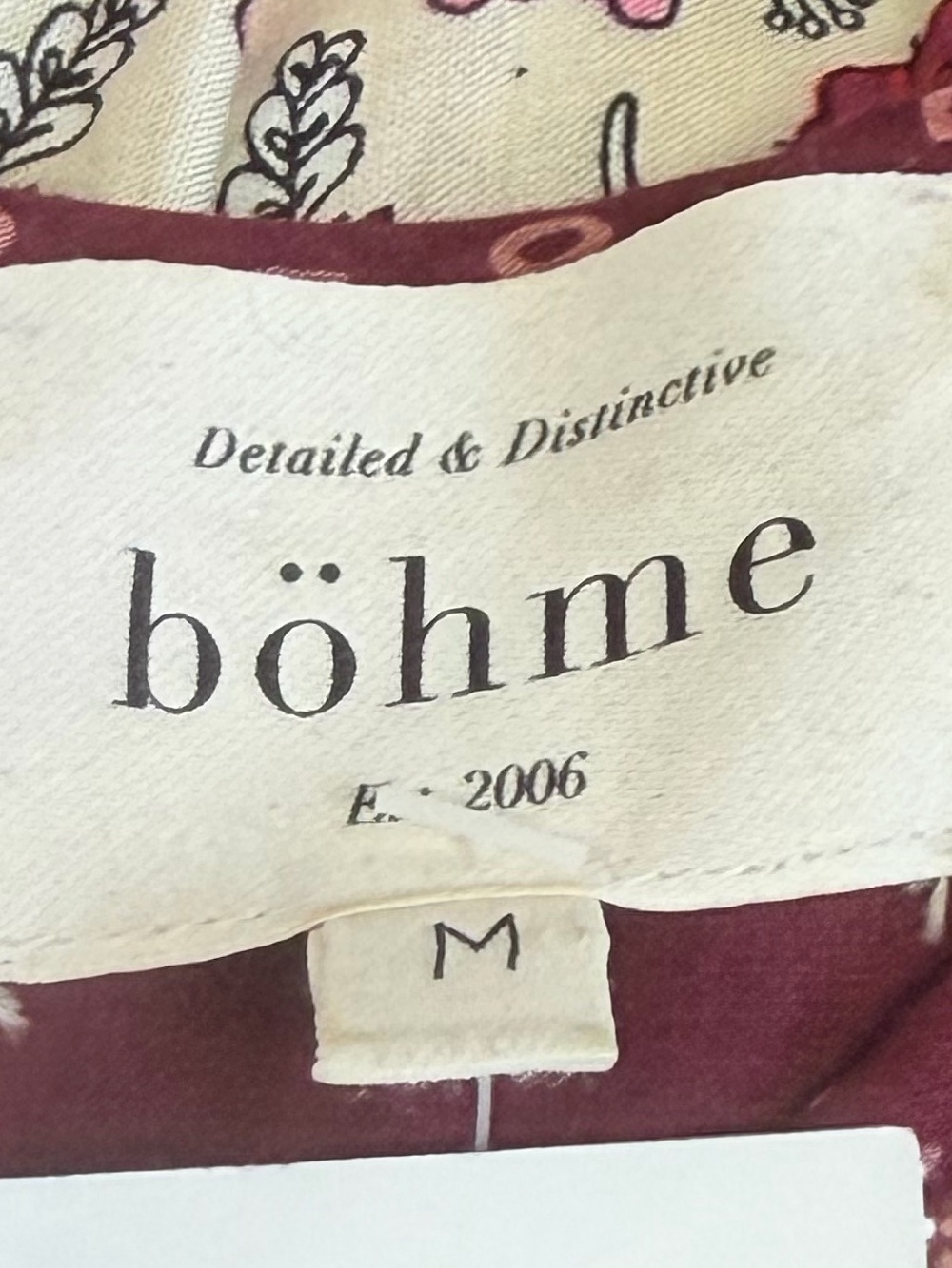 Böhme Spanish Embroidered Maxi Dress Burgundy Boho Tiered 100% cotton medium - Picture 6 of 6